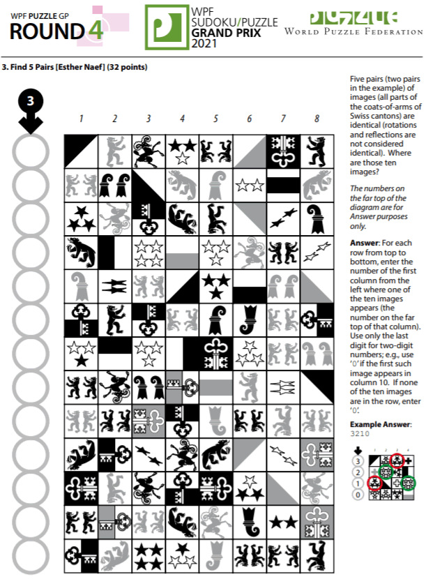 Ausschnitt aus dem WPF Grandprix 2021, Round 4, Rätsel von Esther Naef