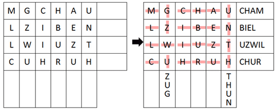Wortsuchrätsel: Beispiel