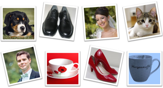 8 Karten eines Hochzeitsmemorys